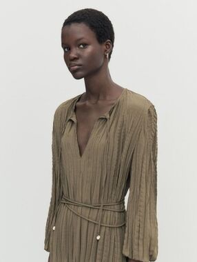 NWOT Massimo Dutti Flowing Pleated Midi Dress SMALL